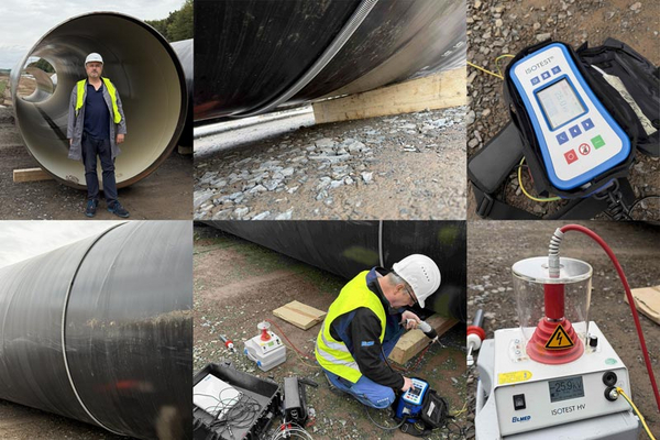 Holiday detection of very large pipe diameters with spring electrodes